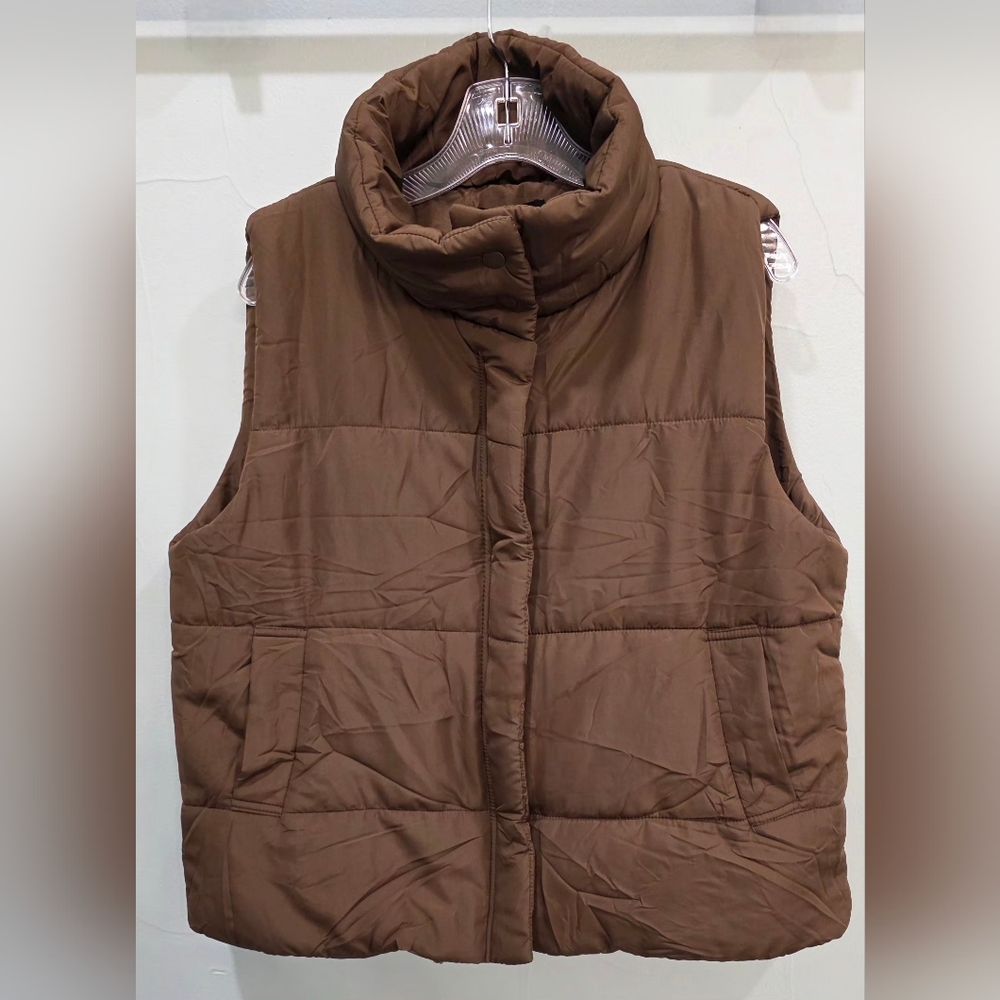 Brown Puffer Vest - Picture 2 of 4